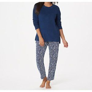 Stan Herman Baby Terry Tunic Lounge Pants Navy XS